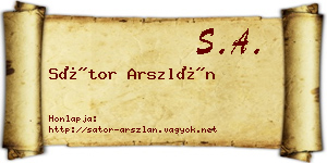 Sátor Arszlán névjegykártya